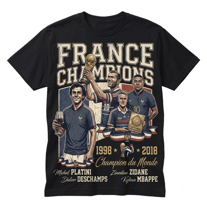 France Soccer Champions 1998 2018 International Football Tournament Winners Black Unisex TShirt