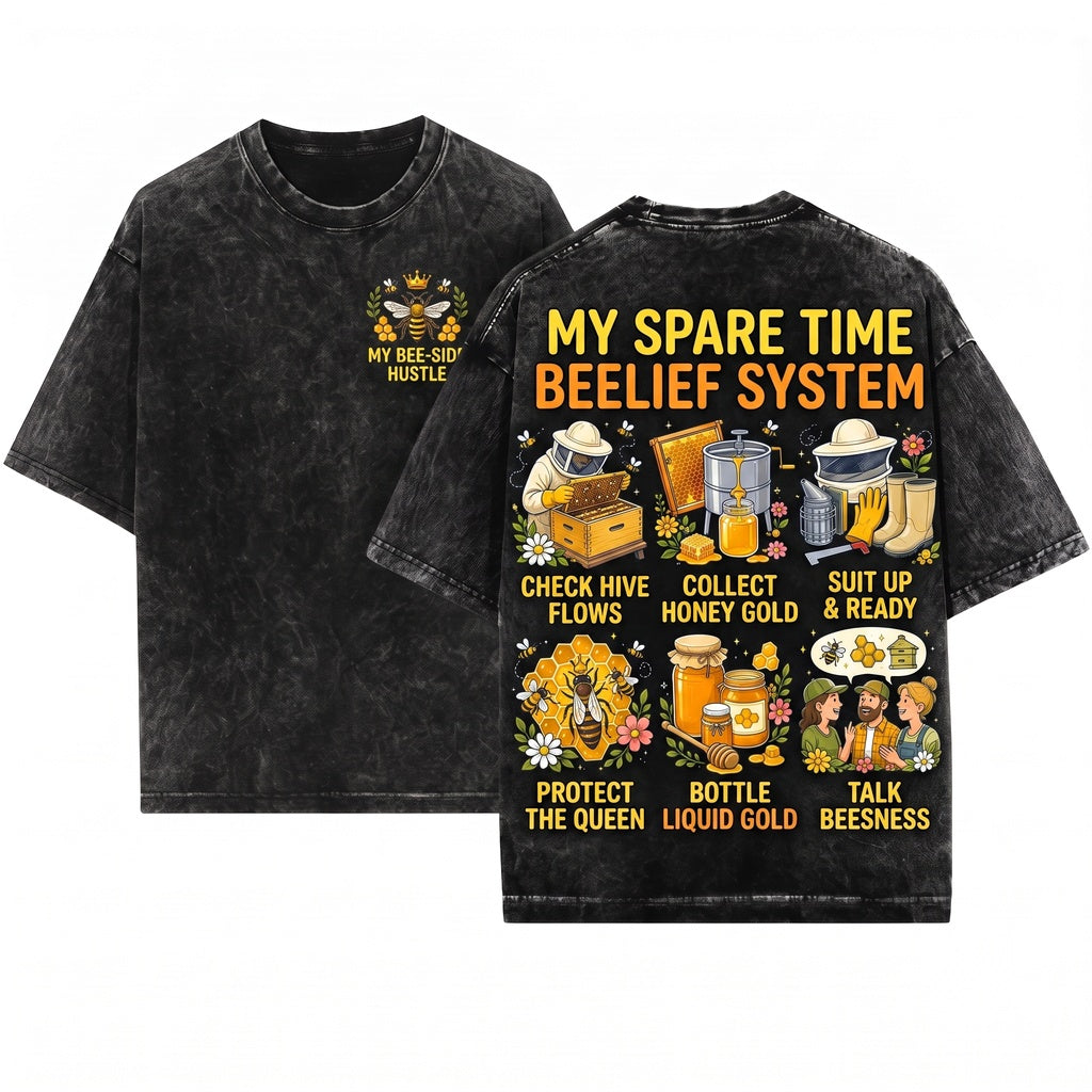 Funny Beekeeper Things I Do In Spare Time Honey Bee Lover Gift Apiarist Hobby Unisex Wash T-Shirt