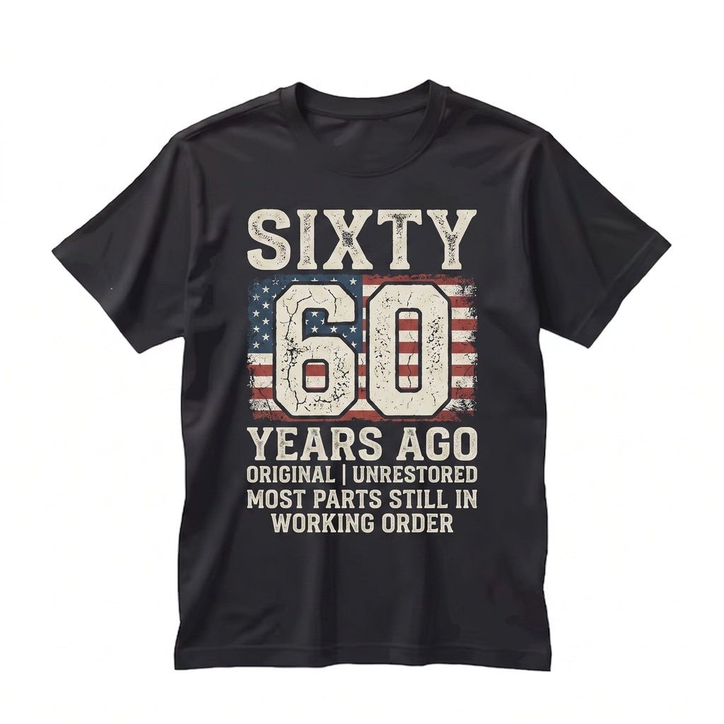 Built 60 Years Ago Original Unrestored Funny 60th Birthday Graphic Vintage Novelty Gift Apparel Unisex TShirt