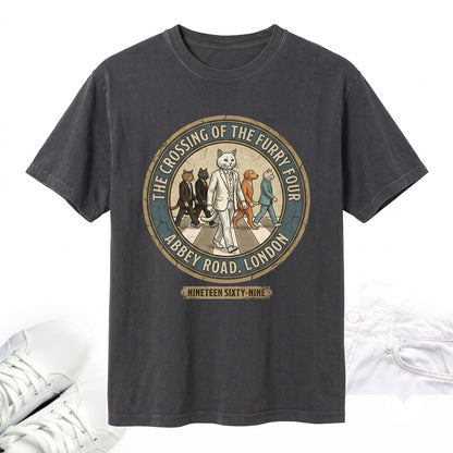 Retro Cat Graphic Vintage Rock Band Album Cover Funny Music Lover Gift Dad Streetwear Unisex TShirt
