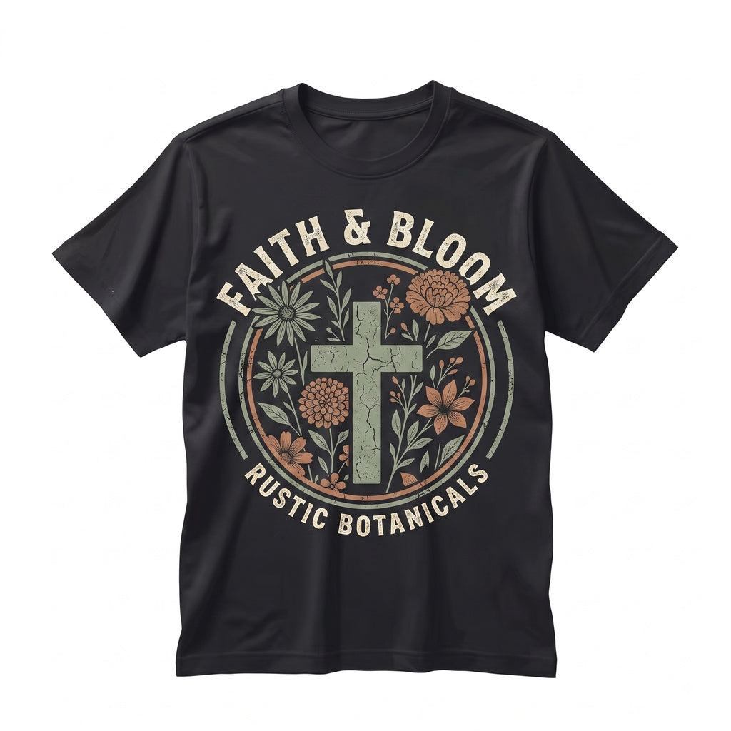 Floral Jesus Cross Christian Faith Botanical Church Cozy Crewneck Sweater Gift for Her Longsleeve Unisex TShirt