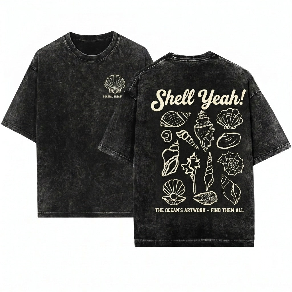 Fisherman Aesthetic Summer Shell Yeah Womens Beach Vibes Long Sleeve Unisex Wash T-Shirt
