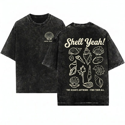 Fisherman Aesthetic Summer Shell Yeah Womens Beach Vibes Long Sleeve Unisex Wash T-Shirt