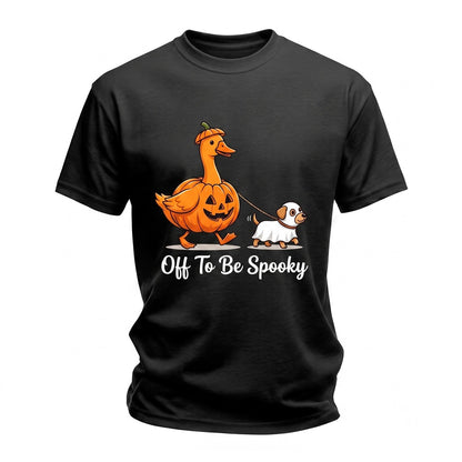 Off To Be Spooky Pumpkin Goose Walking Ghost Dog Cute Halloween Animal Lover Fall Gift Unisex TShirt