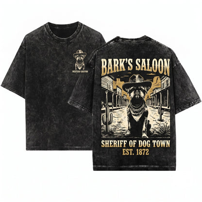 Wild West Cowboy Town Brussels Griffon Vintage Retro Country Style Mom Dad Gift Unisex Wash T-Shirt
