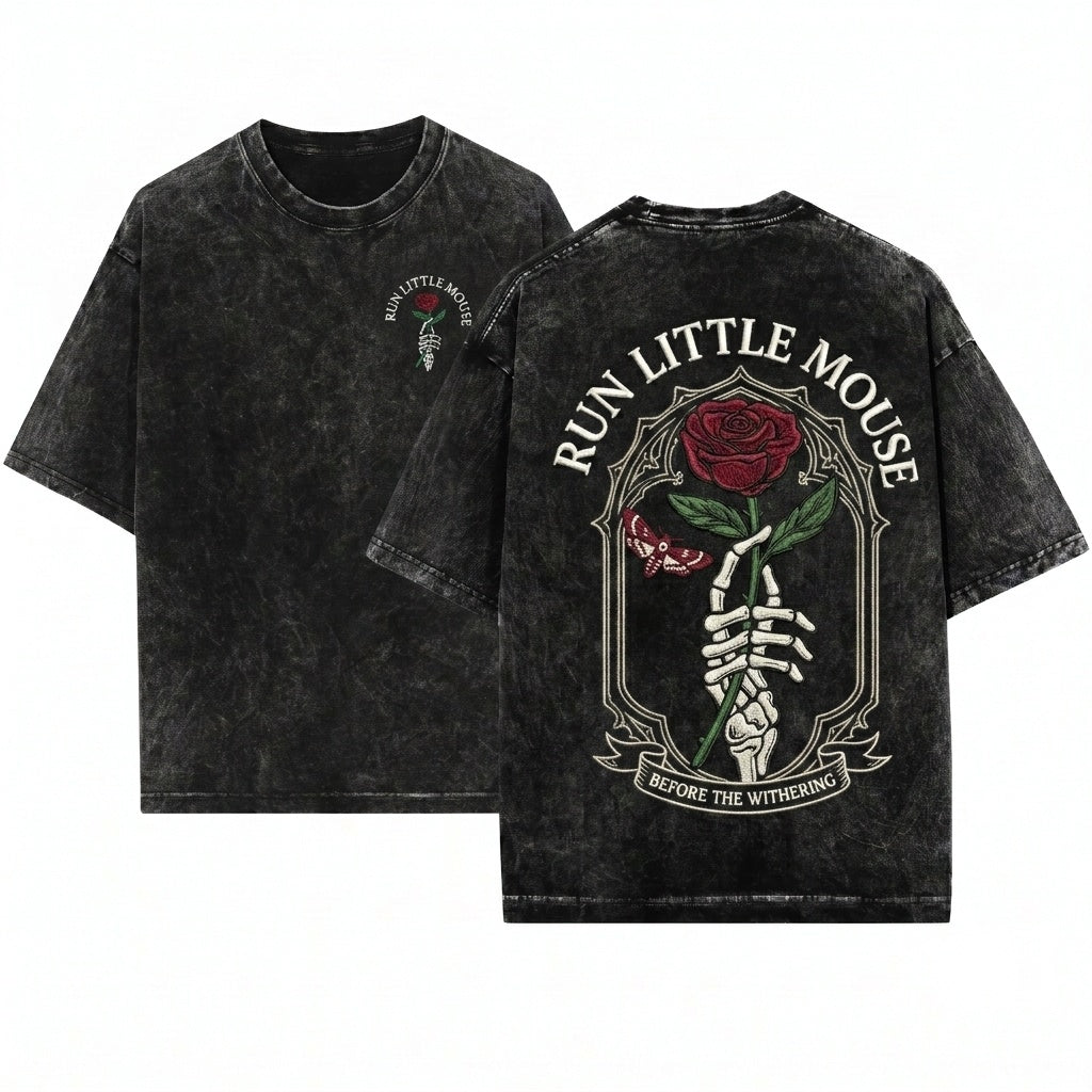 Haunting Adeline Embroidered Run Little Mouse Dark Romance Book Lover Gift Unisex Wash T-Shirt