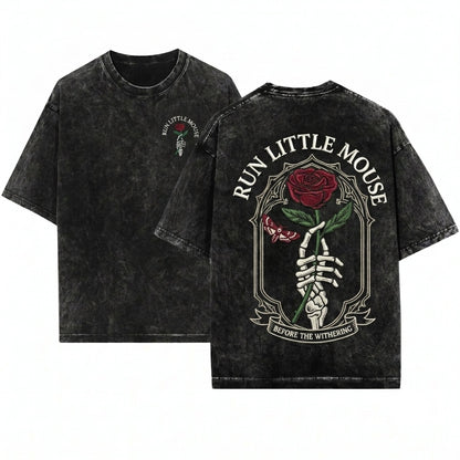 Haunting Adeline Embroidered Run Little Mouse Dark Romance Book Lover Gift Unisex Wash T-Shirt