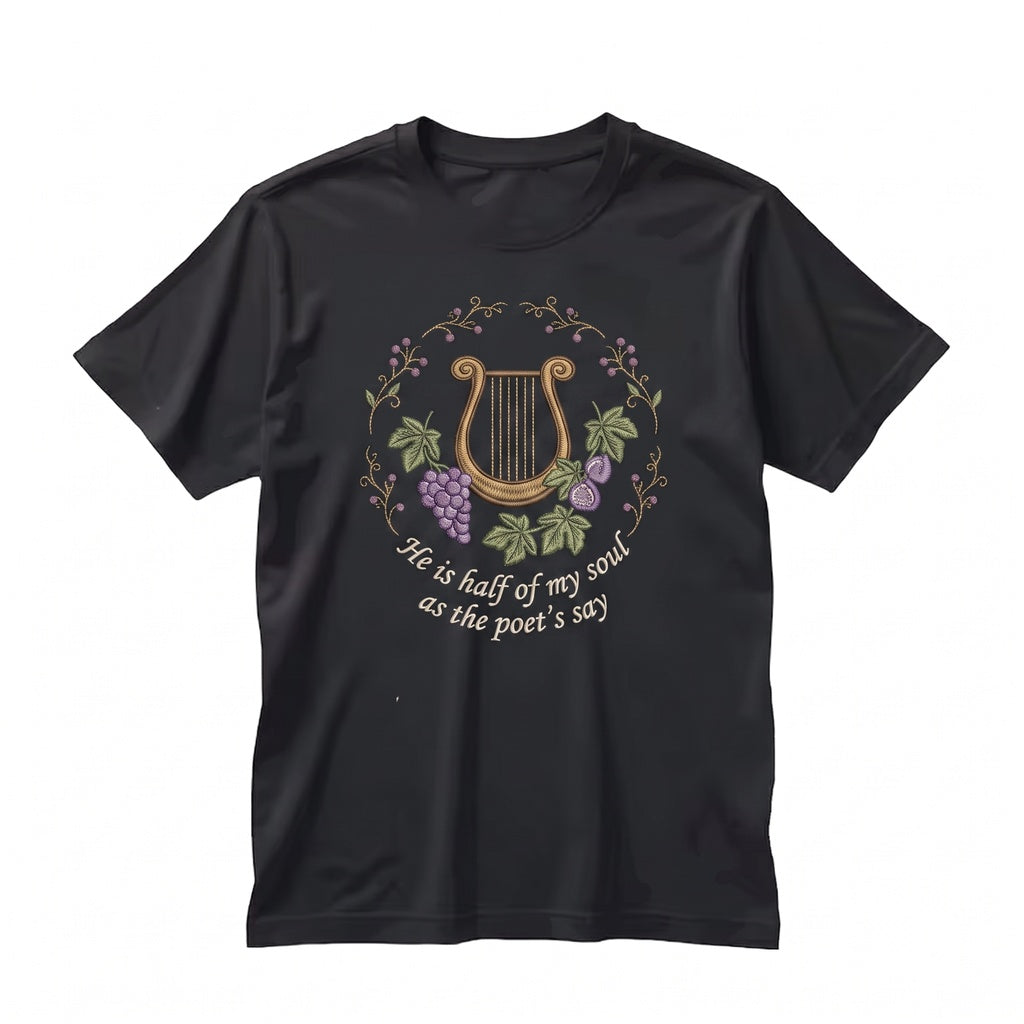 He Is Half My Soul Embroidered Greek Mythology Achilles Patroclus Bookish LGBTQ Literature Gift Unisex TShirt