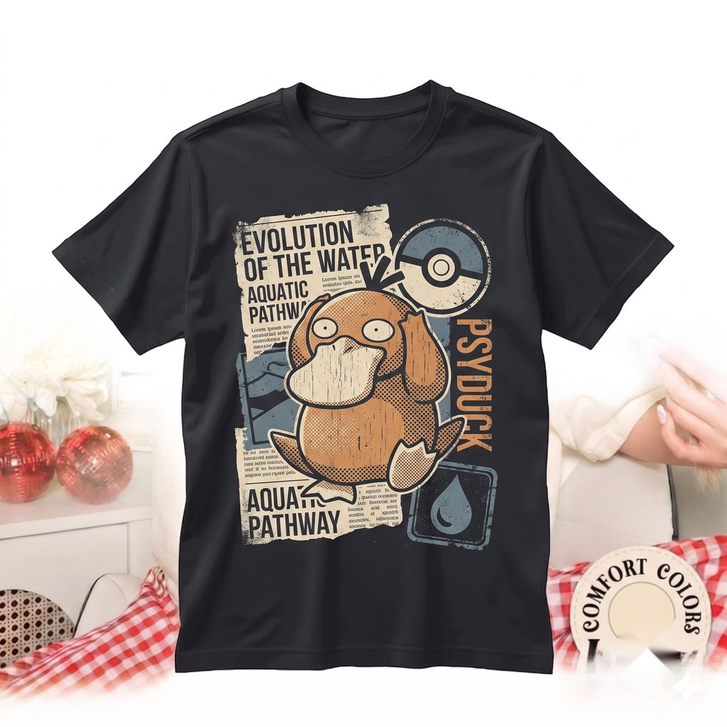 Psyduck Golduck Japanese Style Water Evolution Anime Kawaii Manga Graphic Streetwear Unisex TShirt