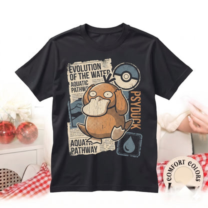 Psyduck Golduck Japanese Style Water Evolution Anime Kawaii Manga Graphic Streetwear Unisex TShirt
