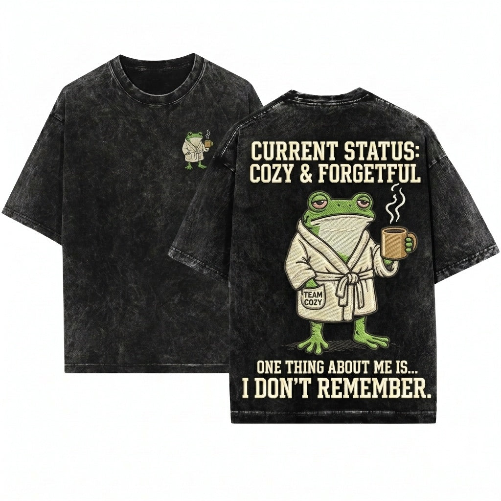 Funny Coffee Meme Frog One Thing About Me Vintage Graphic Apparel Unisex Wash T-Shirt
