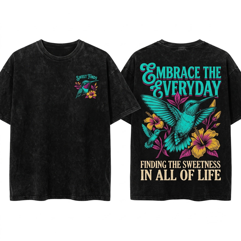 Vintage Distressed Hummingbird Choose Joy Inspirational Nature Bird Lover Gift Unisex Wash T-Shirt