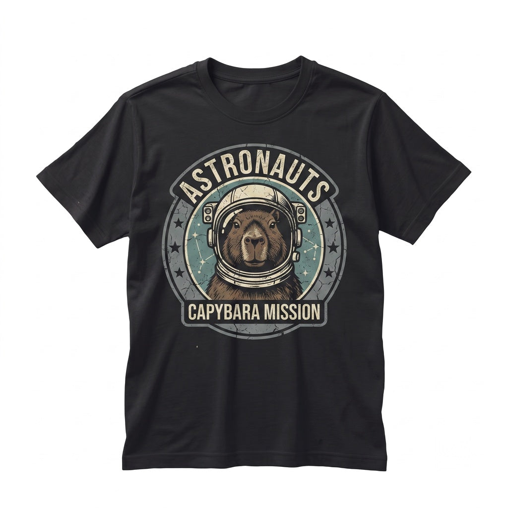 Funny Astronaut CapybSpace Capybara Astronaut Funny Animal Lover Graphic Cotton Apparel Unisex TShirt