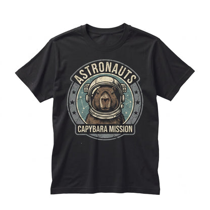 Funny Astronaut CapybSpace Capybara Astronaut Funny Animal Lover Graphic Cotton Apparel Unisex TShirt