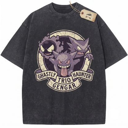Vintage Wash Dark Ghost Evolution Graphic Anime Streetwear Gothic Apparel Unisex TShirt