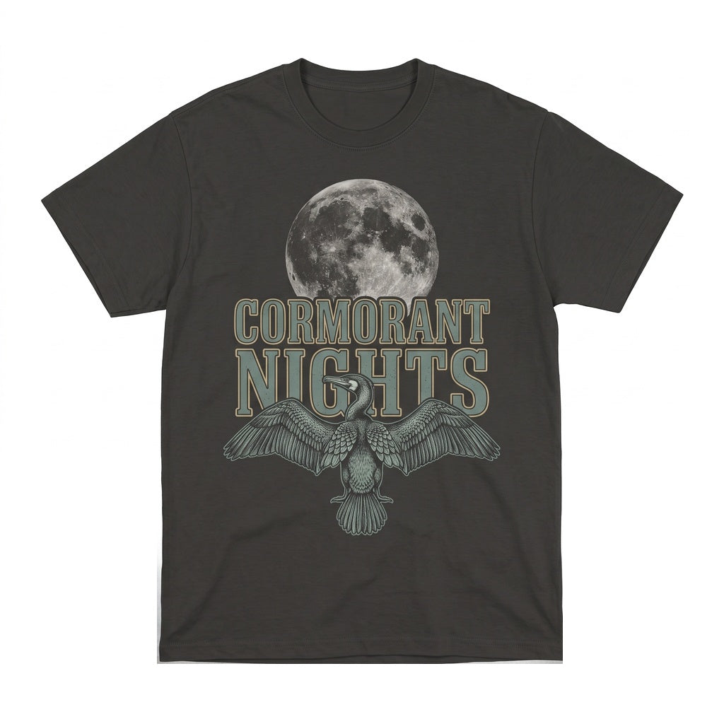 Three Cormorants Moon Coastal Seabird Graphic Birdwatcher Nature Gift Unisex TShirt
