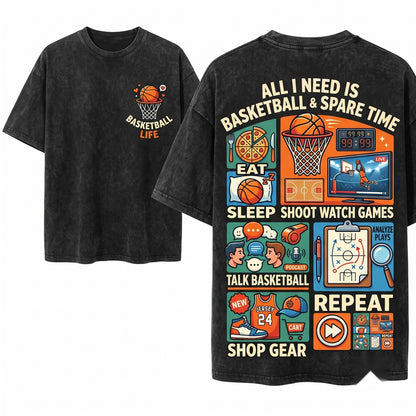 Basketball Lover Things I Do In My Spare Time Cute Fan Hoopster Life Unisex Wash T-Shirt