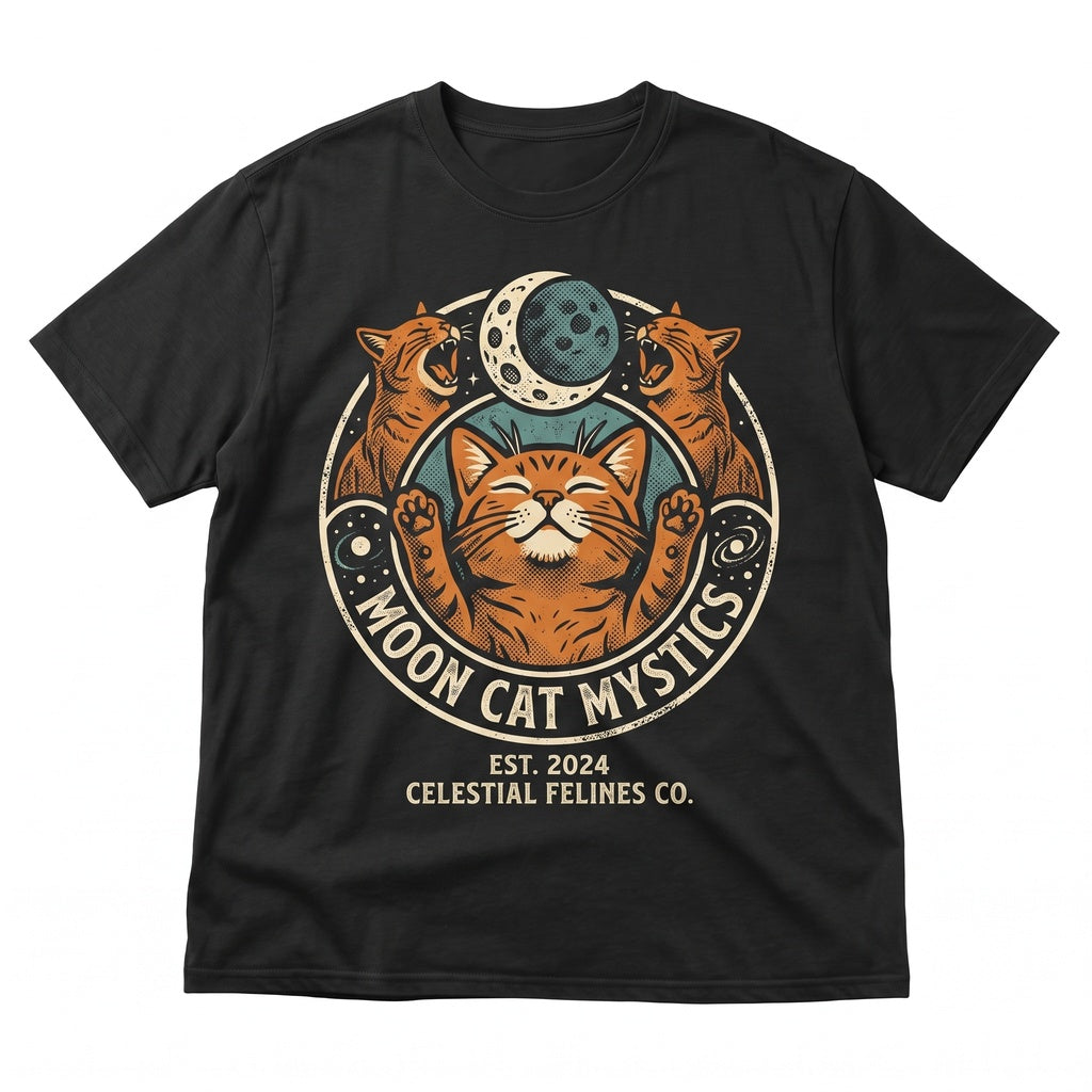Vintage Three Orange Cat Moon Funny Cute Ginger Kitten Mom Lover Pet Gift Graphic Unisex TShirt
