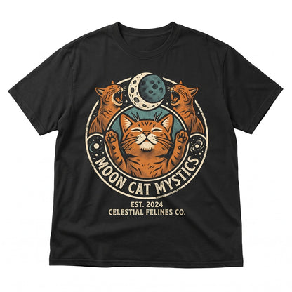 Vintage Three Orange Cat Moon Funny Cute Ginger Kitten Mom Lover Pet Gift Graphic Unisex TShirt