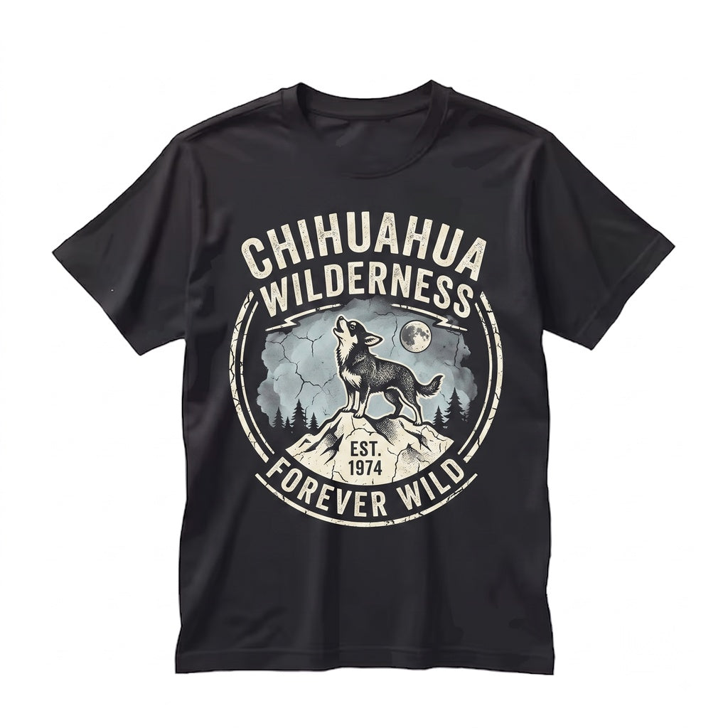 Retro 90s Howling Full Moon Long Hair Chihuahua Graphic Animal Mom Gift Unisex TShirt