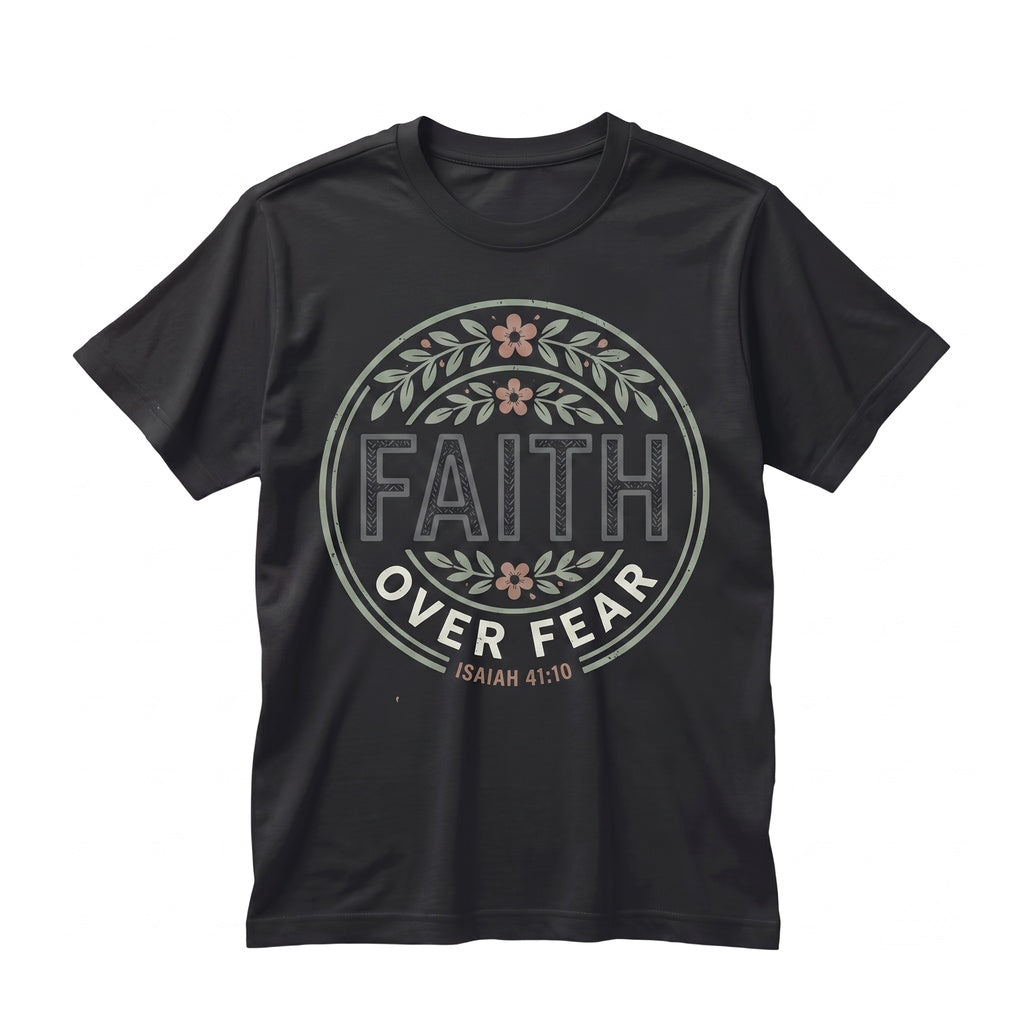 Faith Over Fear Floral Bible Verse Christian Religious Gift Unisex TShirt