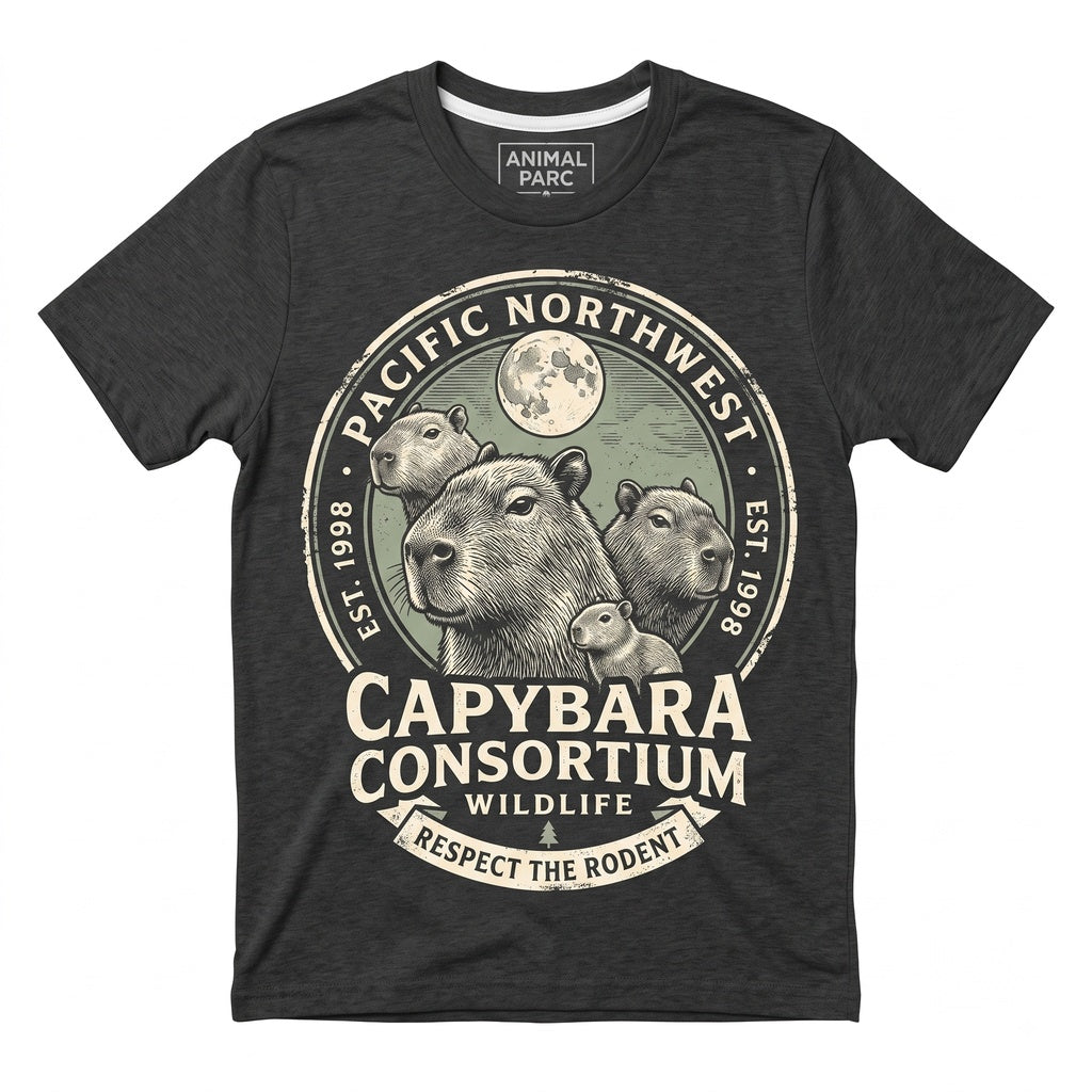 Vintage Capybara Full Moon 90s Retro Aesthetic Nature Wildlife Graphic Cozy Apparel Gift Unisex TShirt