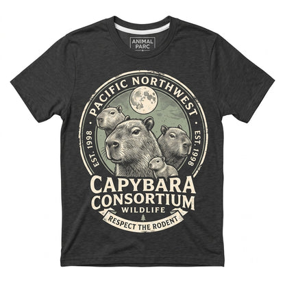 Vintage Capybara Full Moon 90s Retro Aesthetic Nature Wildlife Graphic Cozy Apparel Gift Unisex TShirt