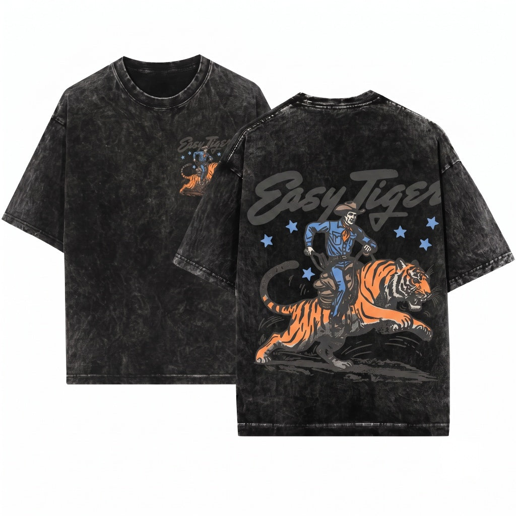 Retro Easy Tiger Boho Hippie Funny Adult Humor Festival Unisex Wash T-Shirt