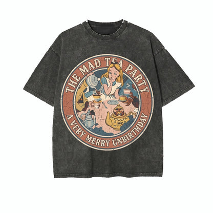 Oversized Retro Alice in Wonderland Cheshire Cat Graphic Vintage Princess Family Matching Unisex TShirt