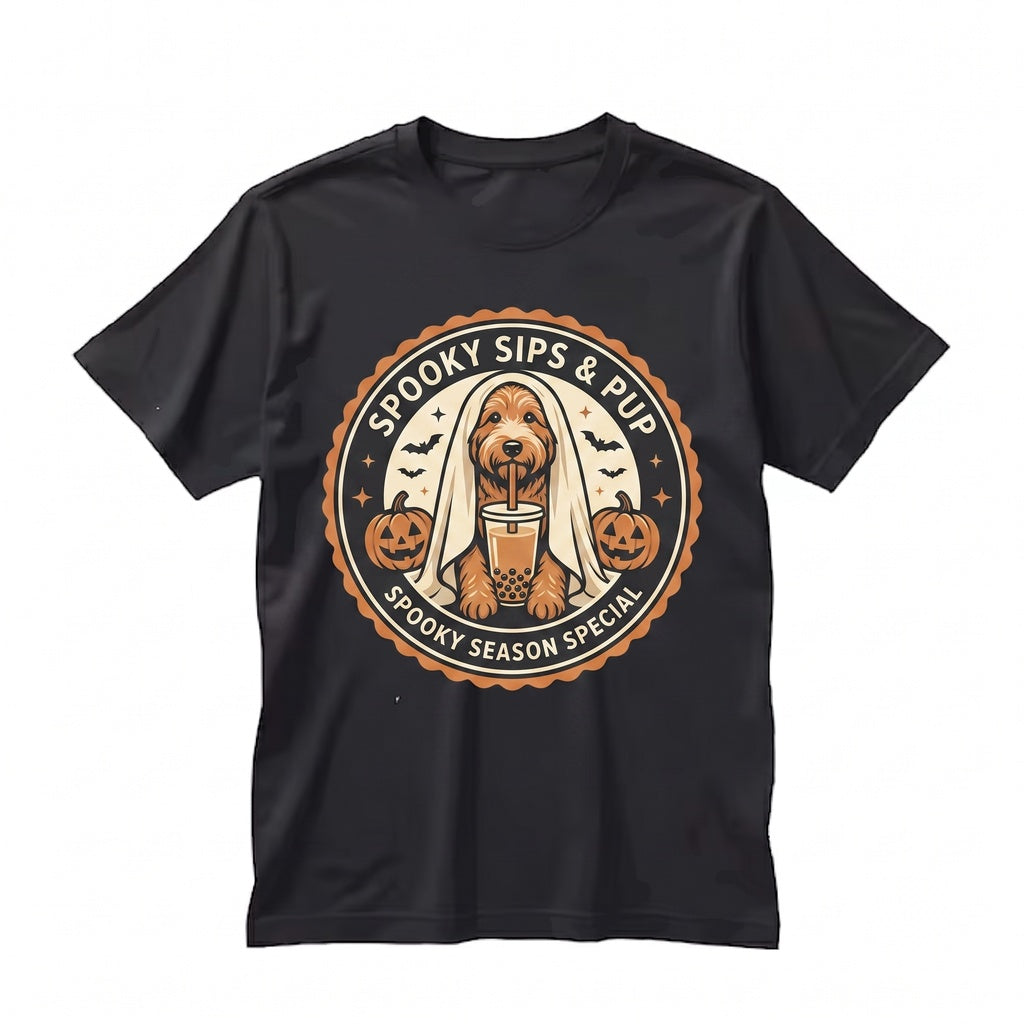 Cute Spooky Goldendoodle Halloween Ghost Boba Dog Lover Gift Unisex TShirt