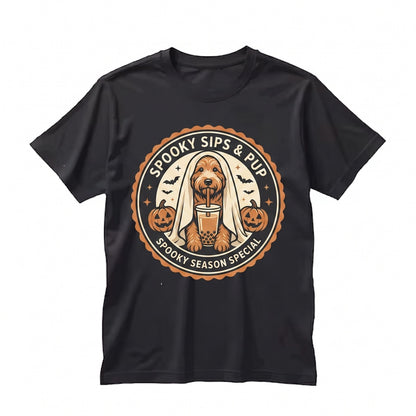 Cute Spooky Goldendoodle Halloween Ghost Boba Dog Lover Gift Unisex TShirt