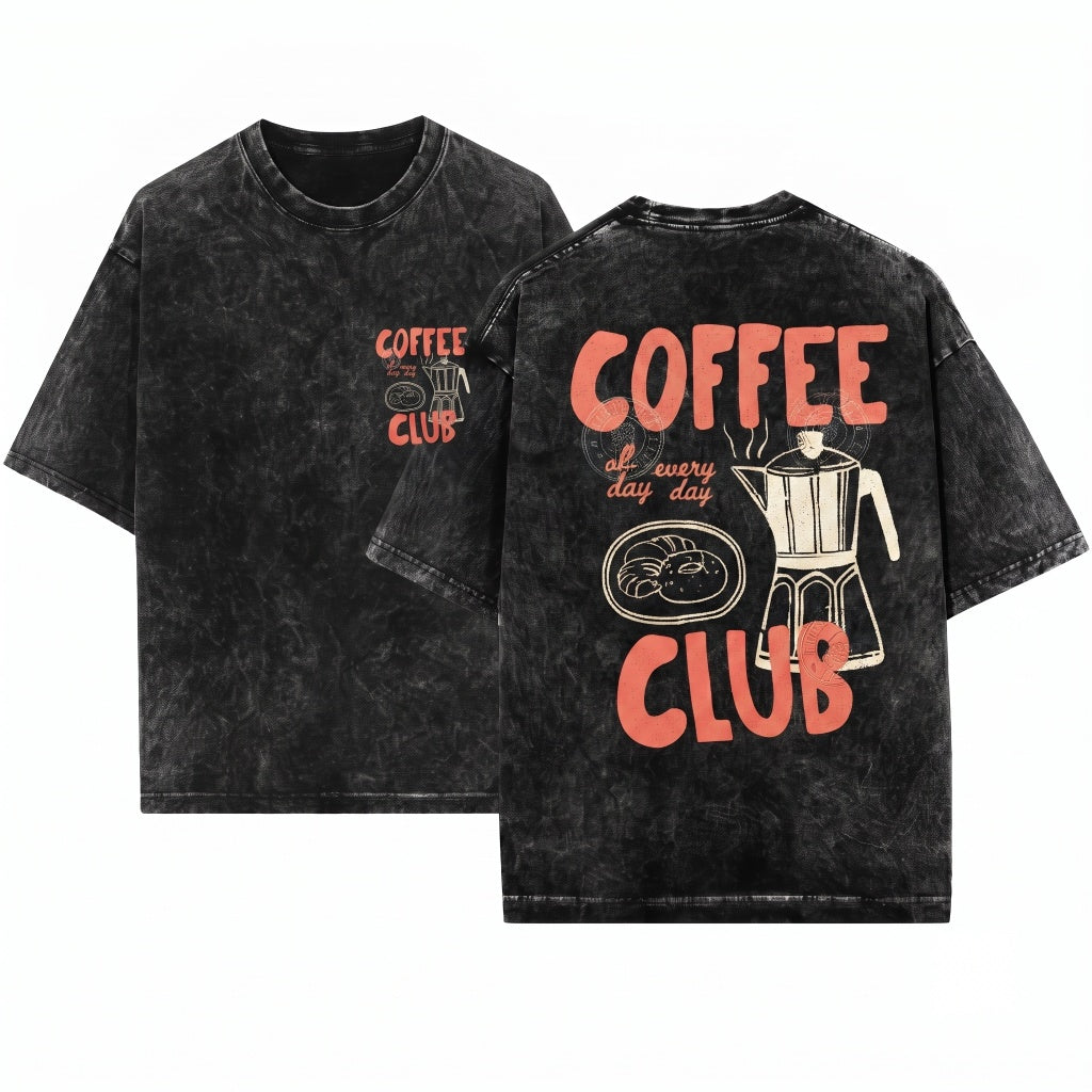 Coffee Club Espresso Weather Lover Gift Fall Winter Vintage Aesthetic Unisex Wash T-Shirt