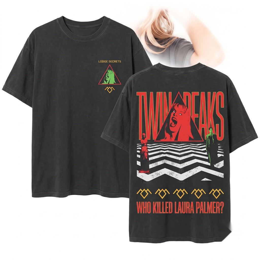 Retro 90s Cult Mystery Drama Laura Palmer Graphic Unisex Wash T-Shirt