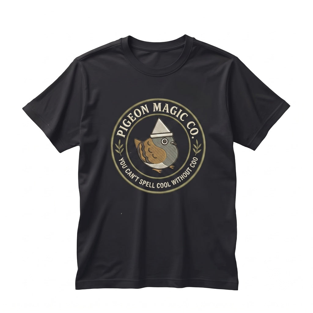 Can’t Spell Cool Without Coo Embroidered Pigeon Top, Funny Urban Bird Lover Heavyweight Graphic Apparel, Unisex TShirt