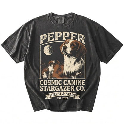Vintage Brittany Spaniel Howling at Full Moon Graphic Top, Retro 90s Wildlife Pet Mom Apparel Gift, Unisex TShirt