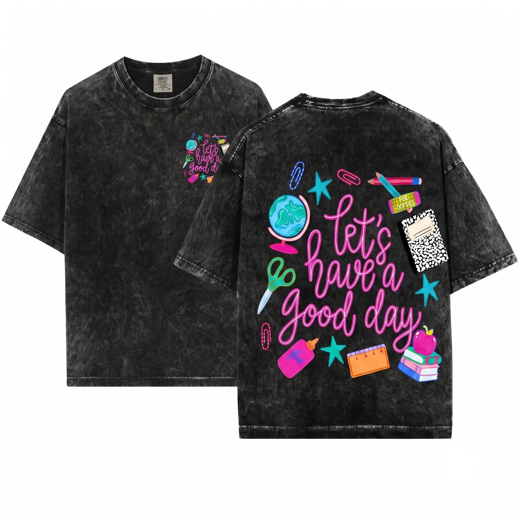 Retro Colorful Teacher Doodles Graphic Elementary Back To School Cute Gift Unisex Wash T-Shirt