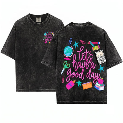 Retro Colorful Teacher Doodles Graphic Elementary Back To School Cute Gift Unisex Wash T-Shirt