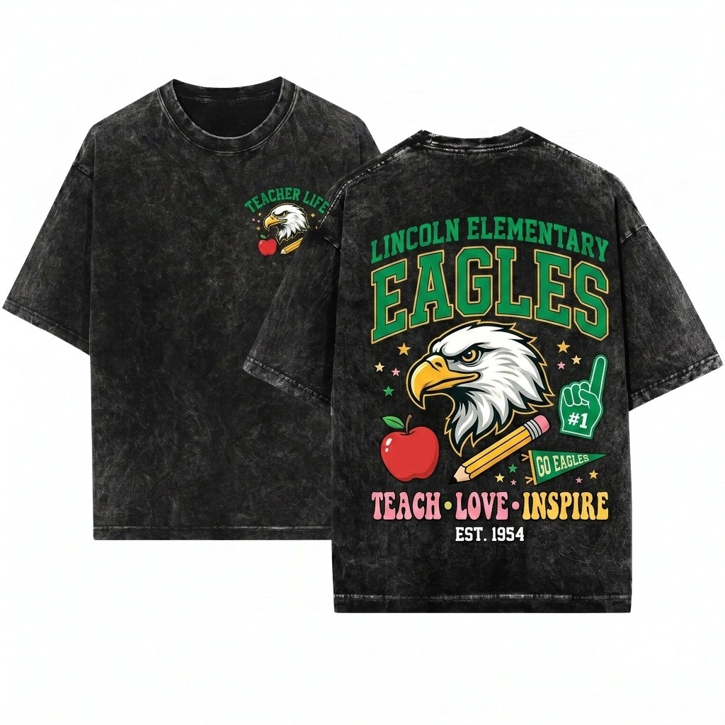 Custom School Mascot Teacher Team Back to Jersey Unisex Wash T-Shirt
