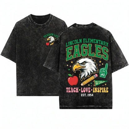 Custom School Mascot Teacher Team Back to Jersey Unisex Wash T-Shirt