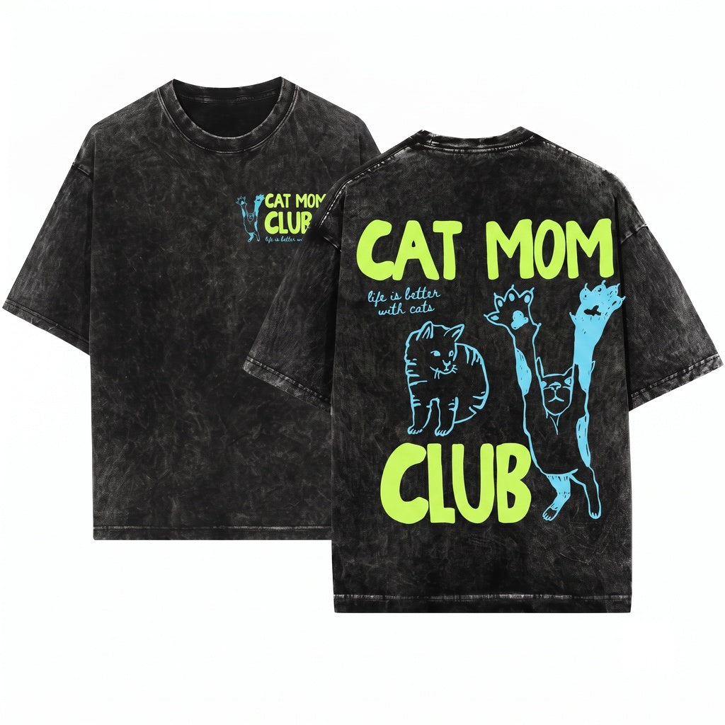 Funny Feral Cat Mom Mama Lover New Gift Unisex Wash T-Shirt