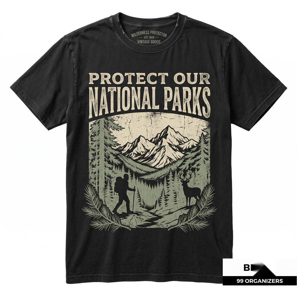 Protect Our National Parks Bigfoot Graphic Hiking Apparel, Forest Cryptid Wilderness Gift Unisex TShirt