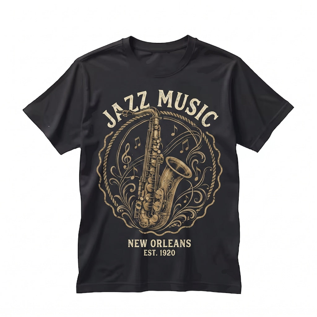Vintage Saxophone Faux Gold Music Graphic Jazz Concert Outfit Unisex TShirt