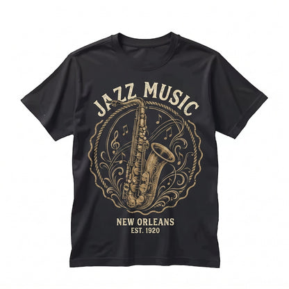 Vintage Saxophone Faux Gold Music Graphic Jazz Concert Outfit Unisex TShirt