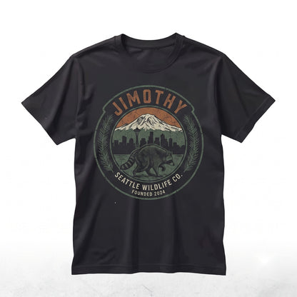 Jimothy Viral Seattle Raccoon Vintage Pacific Northwest Wildlife Funny Round King Graphic Unisex TShirt