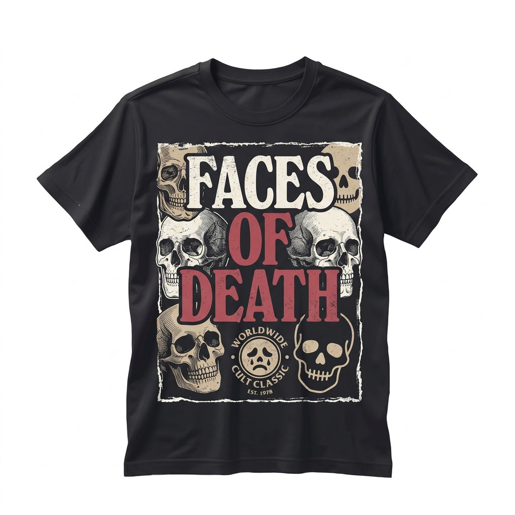 Faces of Death Cult Horror Movie Graphic Vintage Skull Unisex TShirt