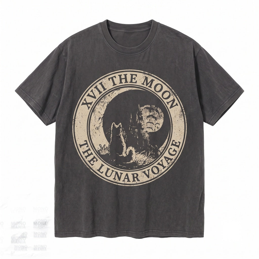 The Moon Cat 90s Alt Indie Rock Tarot Witchy Gifts Goth Emo Punk Horror Halloween Unisex TShirt