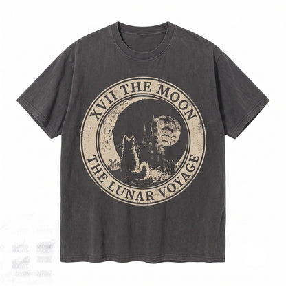 The Moon Cat 90s Alt Indie Rock Tarot Witchy Gifts Goth Emo Punk Horror Halloween Unisex TShirt