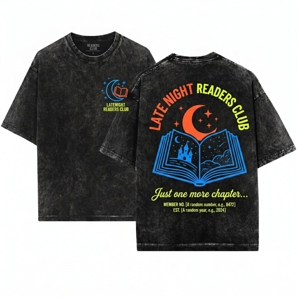 Late Night Readers Club Bookish Graphic Reading Lover Gift Unisex Wash T-Shirt