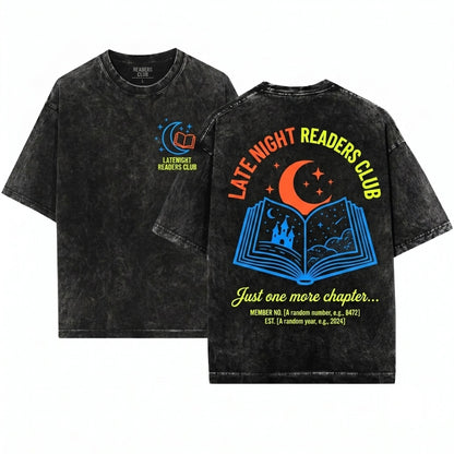 Late Night Readers Club Bookish Graphic Reading Lover Gift Unisex Wash T-Shirt