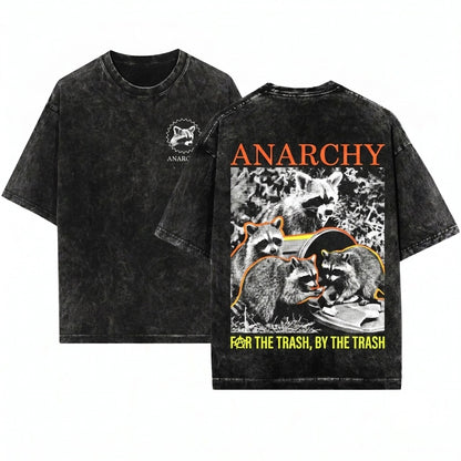 Anarchy Funny Trash Panda Raccoon Graphic Vintage Apparel Unisex Wash T-Shirt